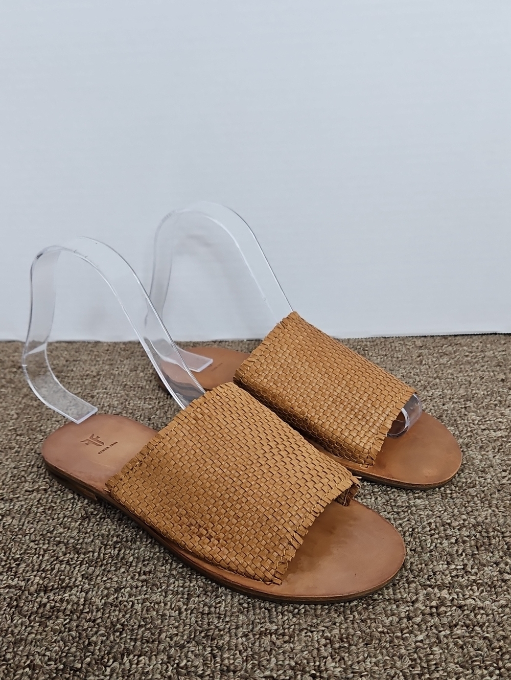 FRYE Trina Turk Riley Brown Woven Slides Sandals Sz 6.5 Womens